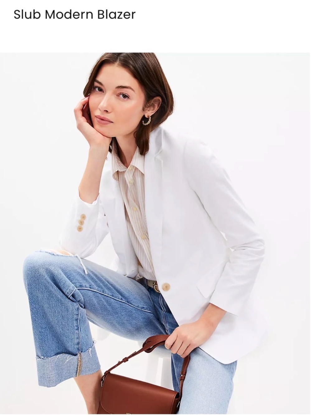Classic White Women's Slub Modern Blazer - Versatile Tailored Jacket